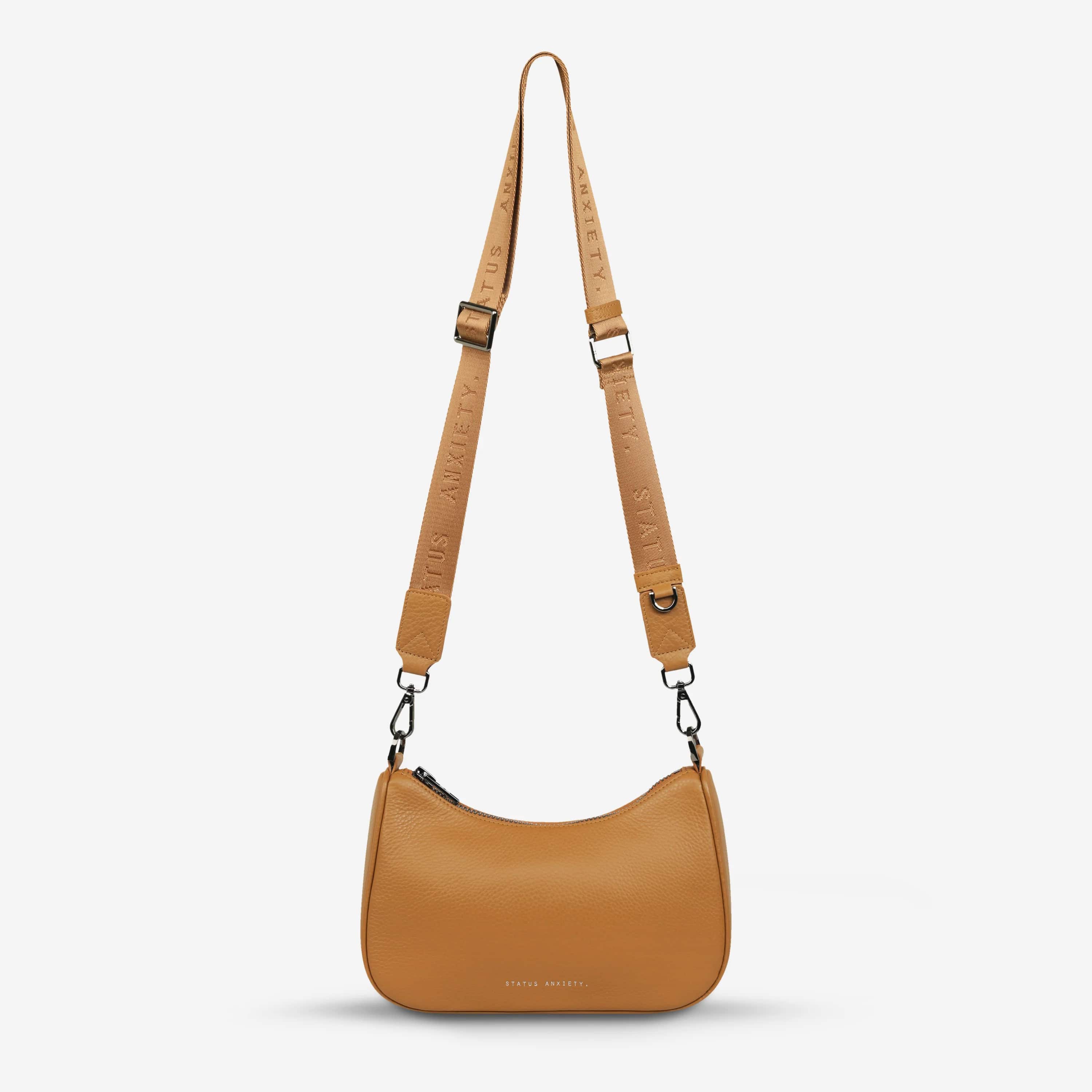Status Anxiety Look Both Ways Bag in Tan - Stylish Crossbody Purse for Women | Perfect for Work, Travel & Everyday Use