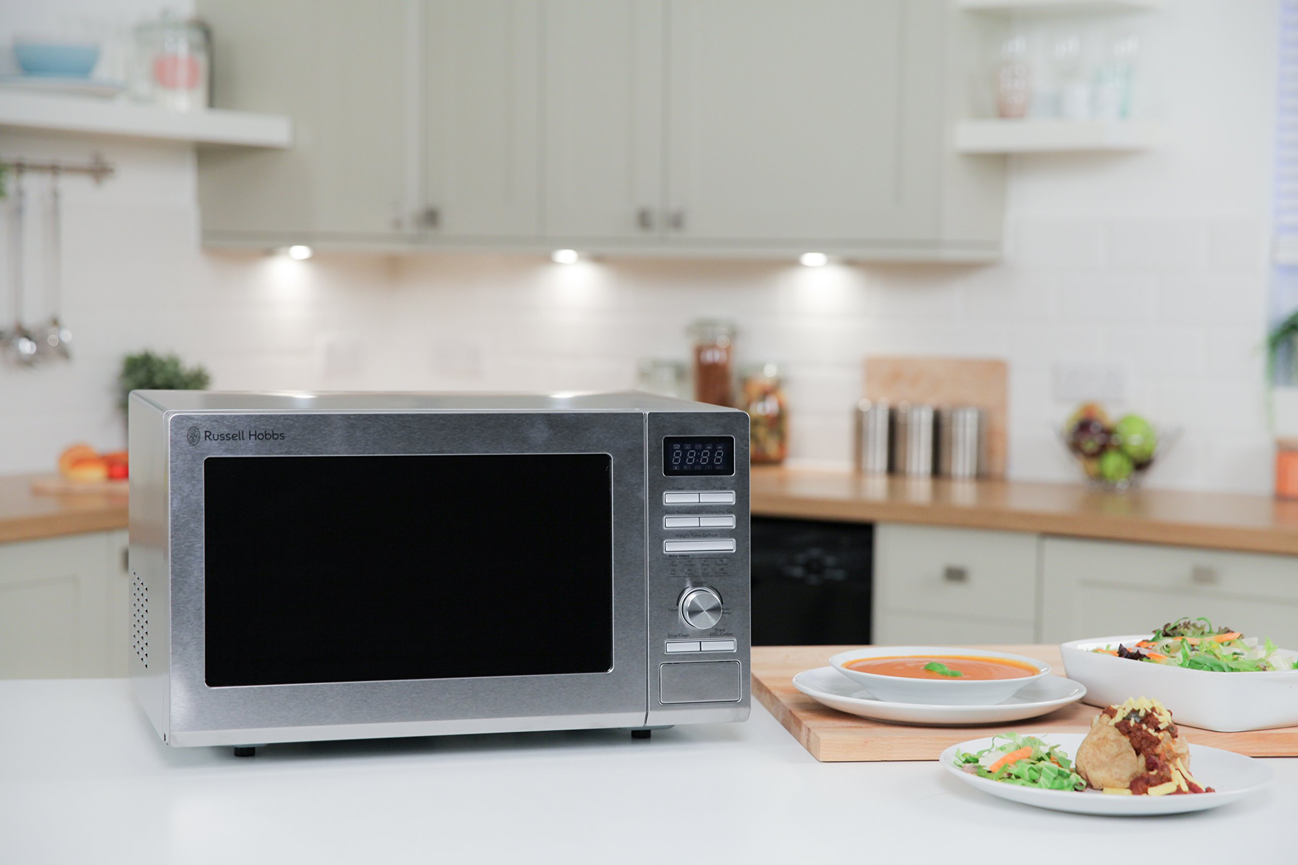 Russell Hobbs RHM2563 25L Digital 900W Solo Microwave Oven in Stainless Steel - Perfect for Small Kitchens, Dorms & Office Break Rooms