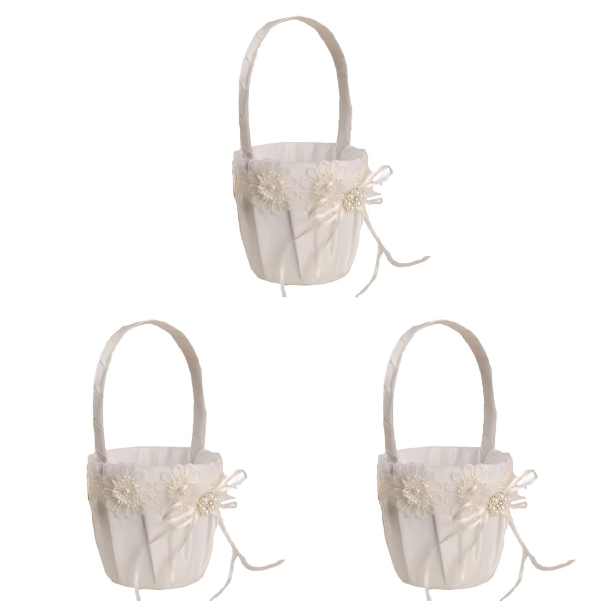 KESYOO Set of 3 Rustic Flower Girl Baskets - Handmade Wedding Gift Baskets for Bridesmaids, Flower Girls & Wedding Decor (Perfect for Outdoor Weddings, Boho Weddings & Flower Petal Scattering)