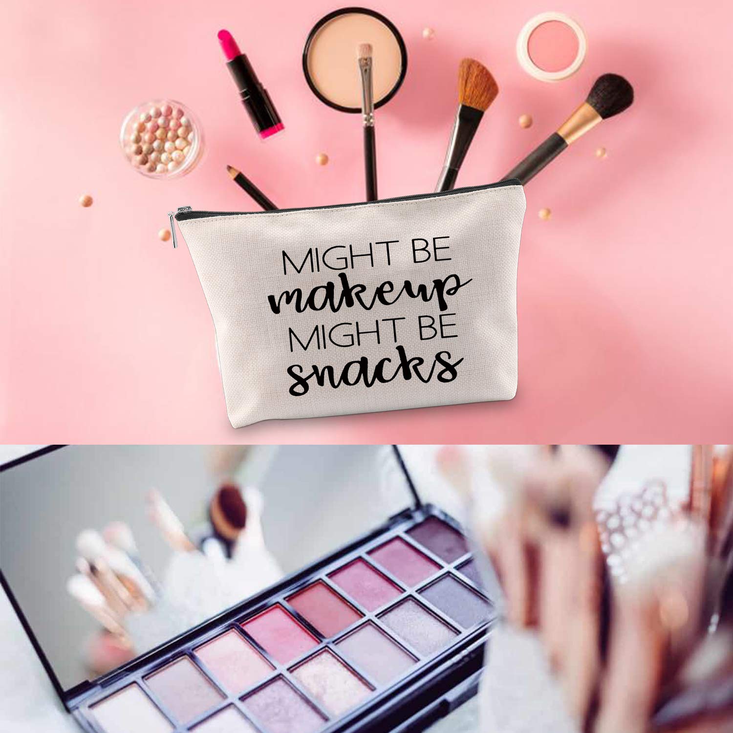 Stylish Novelty Makeup Bag with Zipper - Travel Cosmetic Organizer for Women | Perfect Gift for Makeup & Snacks Lovers | Compact Pouch for Daily Use, Travel & Storage | Talk Less Smile More Design