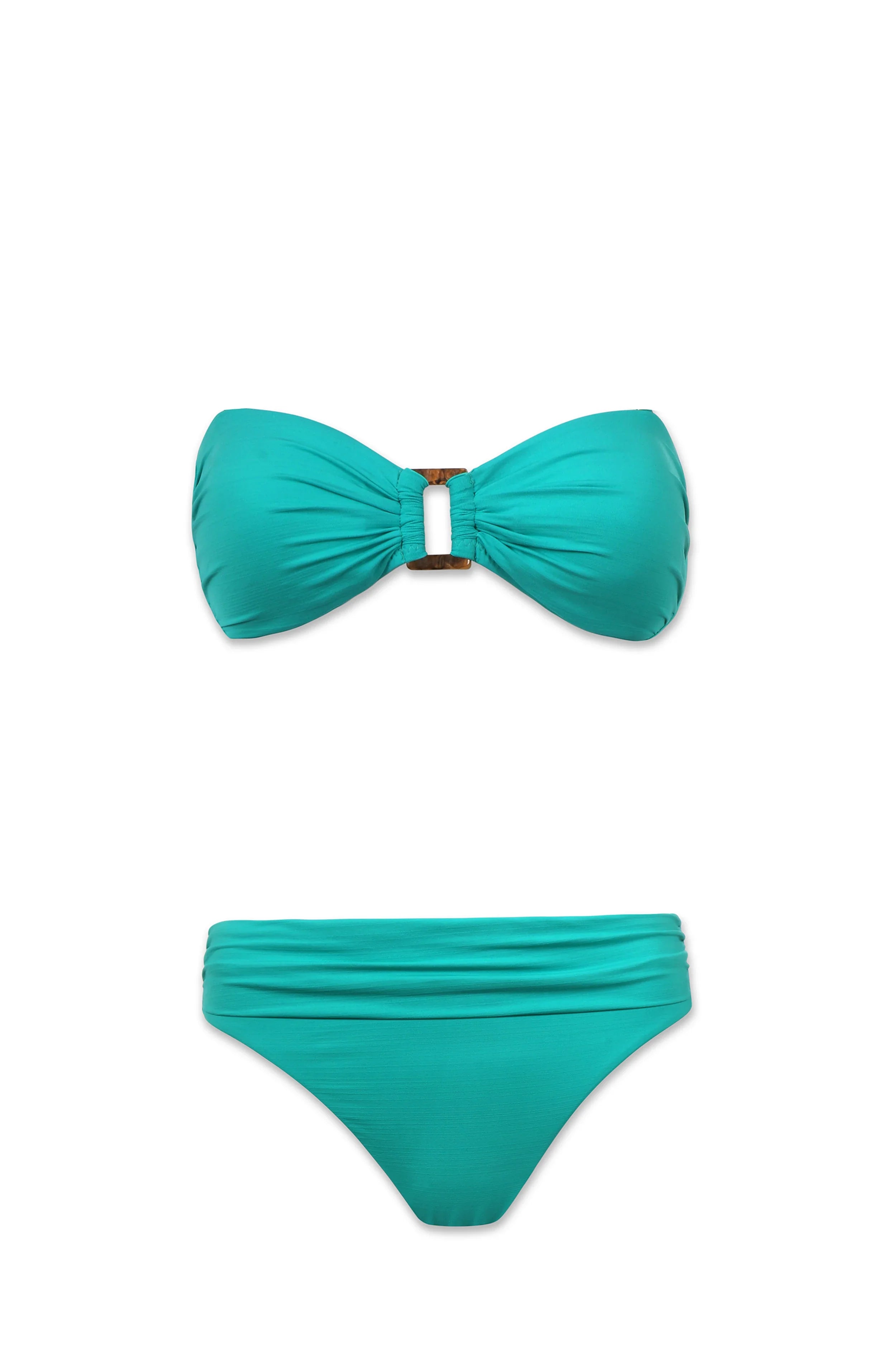 Hook Back Tortoise Bandeau Bra - Textured Seafoam Aqua Bikini Top for Women | Perfect for Beach, Pool & Summer Vacations
