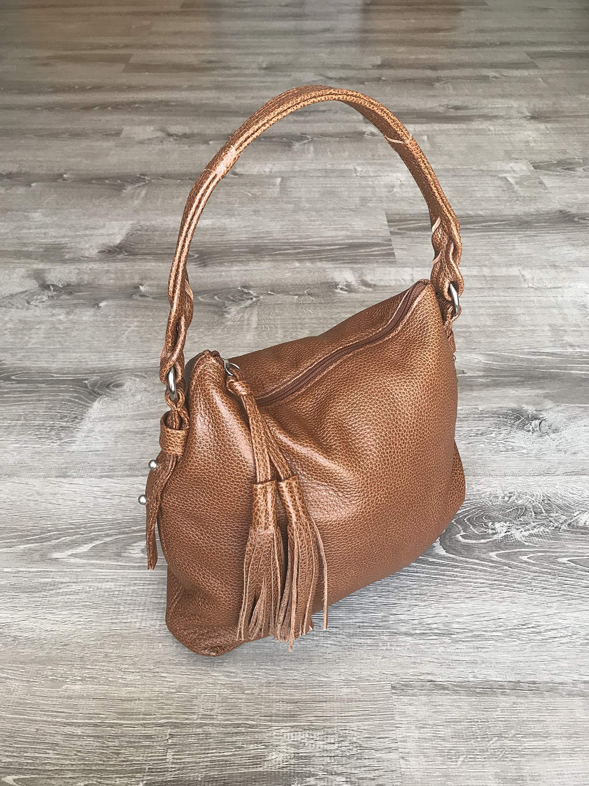 Fgalaze Genuine Leather Shoulder Bag for Women - Brown Tassel Handbag, Trendy Annabelle Style Purse - Perfect for Work, Travel & Everyday Use