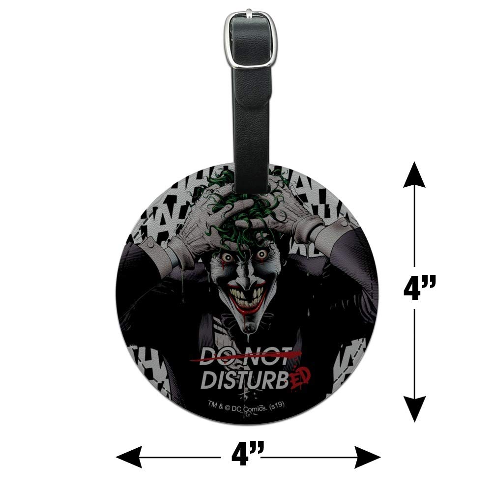 Batman Disturbed Joker Round Leather Luggage Tag - Personalized Suitcase ID Tag for Carry-On Bags - Perfect for Travel, Business Trips & Cosplay Events