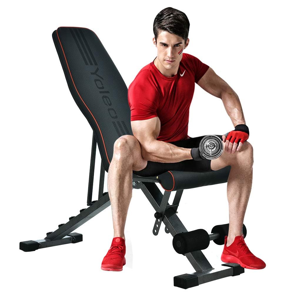 YOLEO Adjustable Weight Bench for Home Gym - Foldable Full Body Workout Bench with 330 lbs Capacity, Decline/Incline/Flat Positions - Perfect for Strength Training, Bodybuilding & Home Fitness Workouts