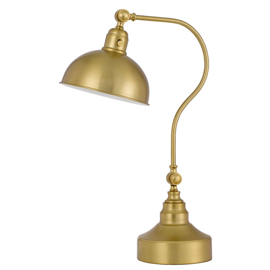 Cal Lighting Industrial Adjustable Metal Desk Lamp with Half Dome Shade - Modern Office Task Lighting for Home & Workspace