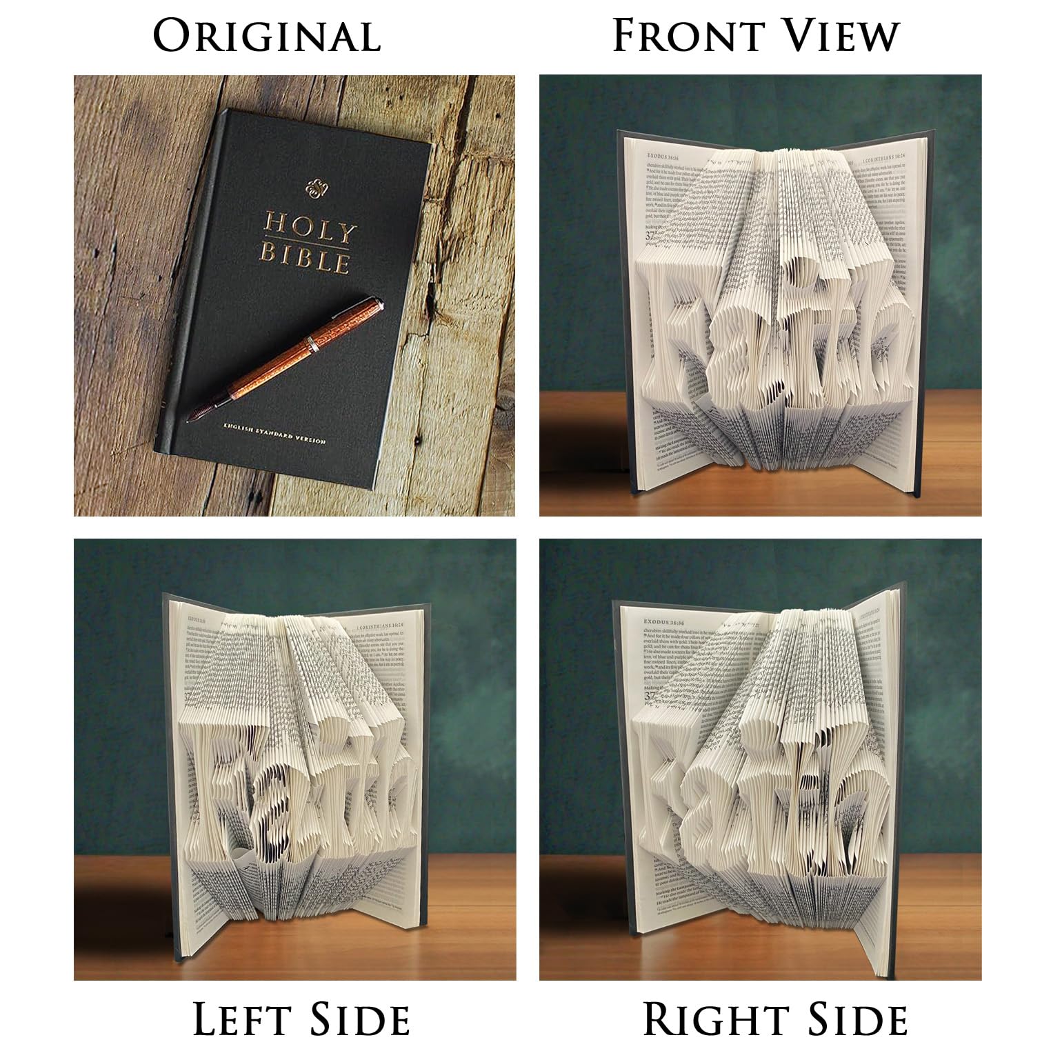 Faith Christian Bible Art Sculpture - Handmade ESV Bible Decor for Home & Church - Inspirational Christian Gifts for Women & Men - Perfect for Prayer Rooms, Bible Studies & Spiritual Spaces