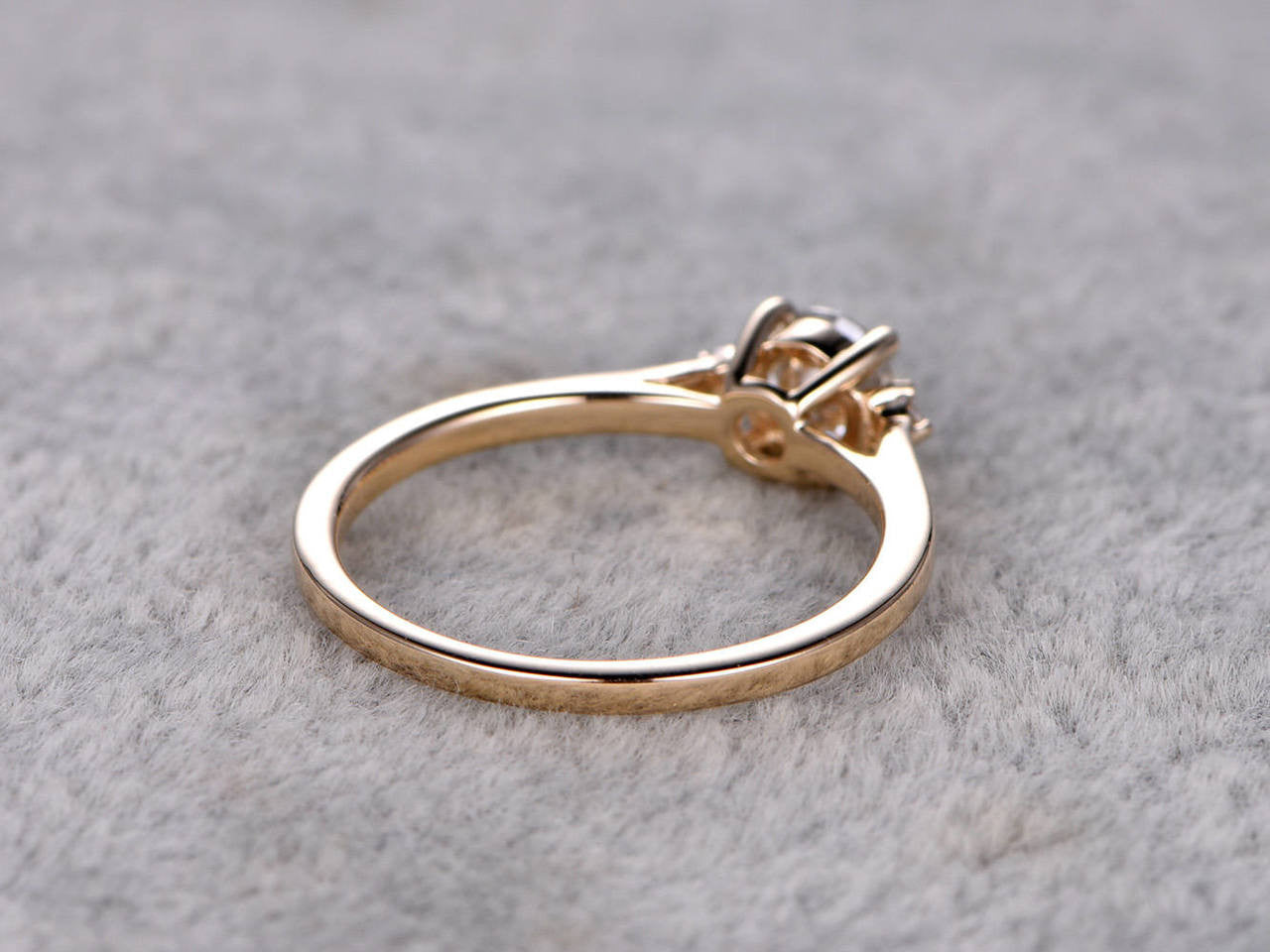 14K/18K Yellow Gold Moissanite Diamond Engagement Ring - 0.5 Carat Three Stone Promise Ring for Women, Wedding, Anniversary & Proposal