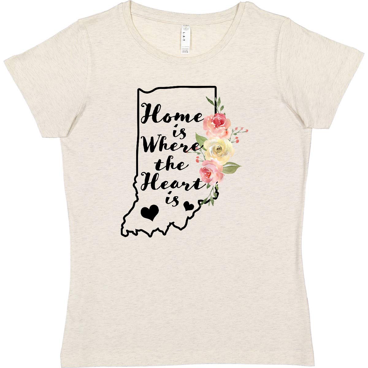 Inktastic Indiana Home is Where The Heart is Watercolor Women's T-Shirt - Cute Graphic Tee for Casual Wear, Travel & Gifts
