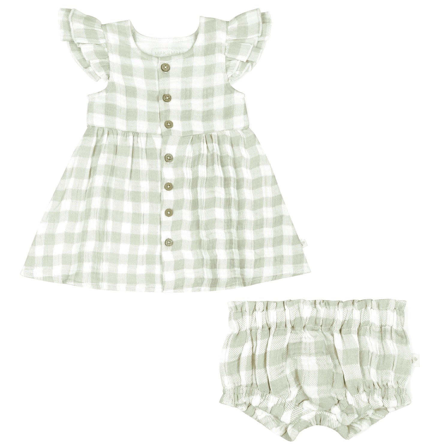 Organic Button Flutter Dress - Women's Gingham Summer Dress with Short Sleeves & Flowy Skirt | Perfect for Beach Vacations, Picnics, and Casual Outings