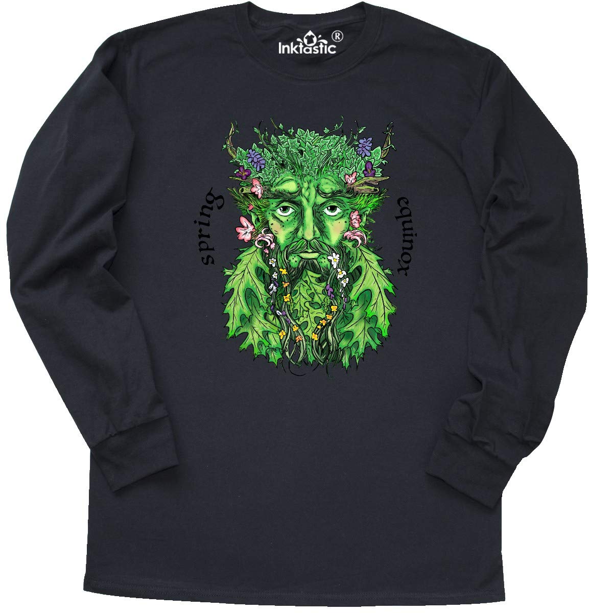 Inktastic 1st Day of Spring Greenman Spring Equinox Long Sleeve T-Shirt for Men & Women | Nature Inspired Graphic Tee | Perfect for Spring Festivals, Earth Day Celebrations & Outdoor Activities
