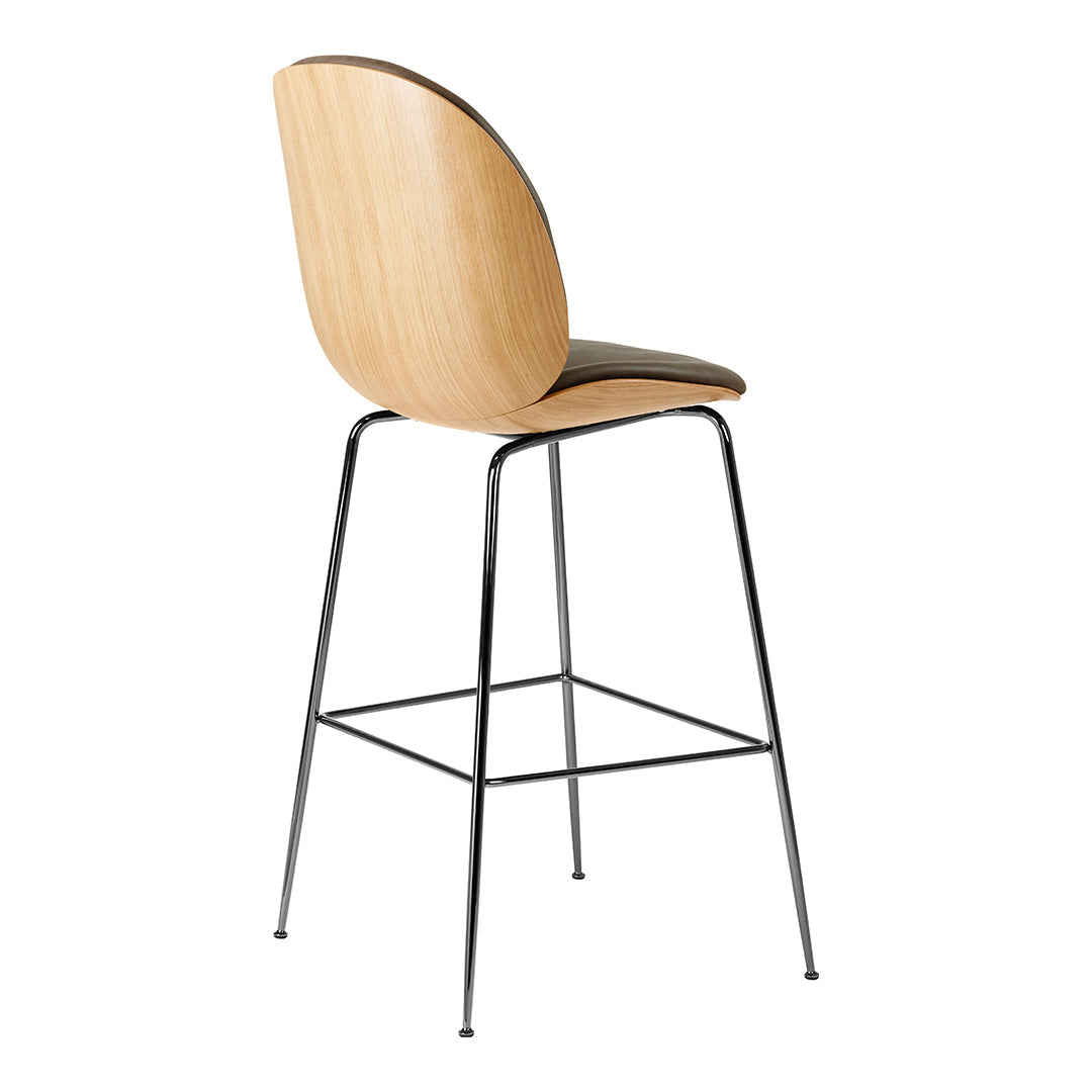 Beetle Bar Chair - Modern Upholstered Counter Stool with 3D Veneer Shell & Conic Base (77cm Height) - Perfect for Kitchen Islands, Breakfast Bars & Home Bars