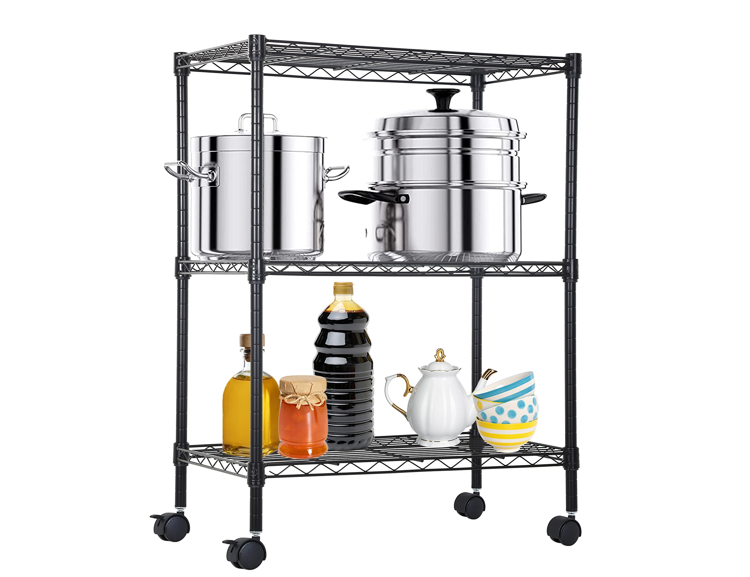 3-Tier Adjustable Metal Wire Shelf Organizer - 23x13x32 Inches, 450 lbs Capacity - Kitchen, Bathroom & Laundry Storage Solution - Perfect for Pantry Organization, Bathroom Essentials & Closet Storage