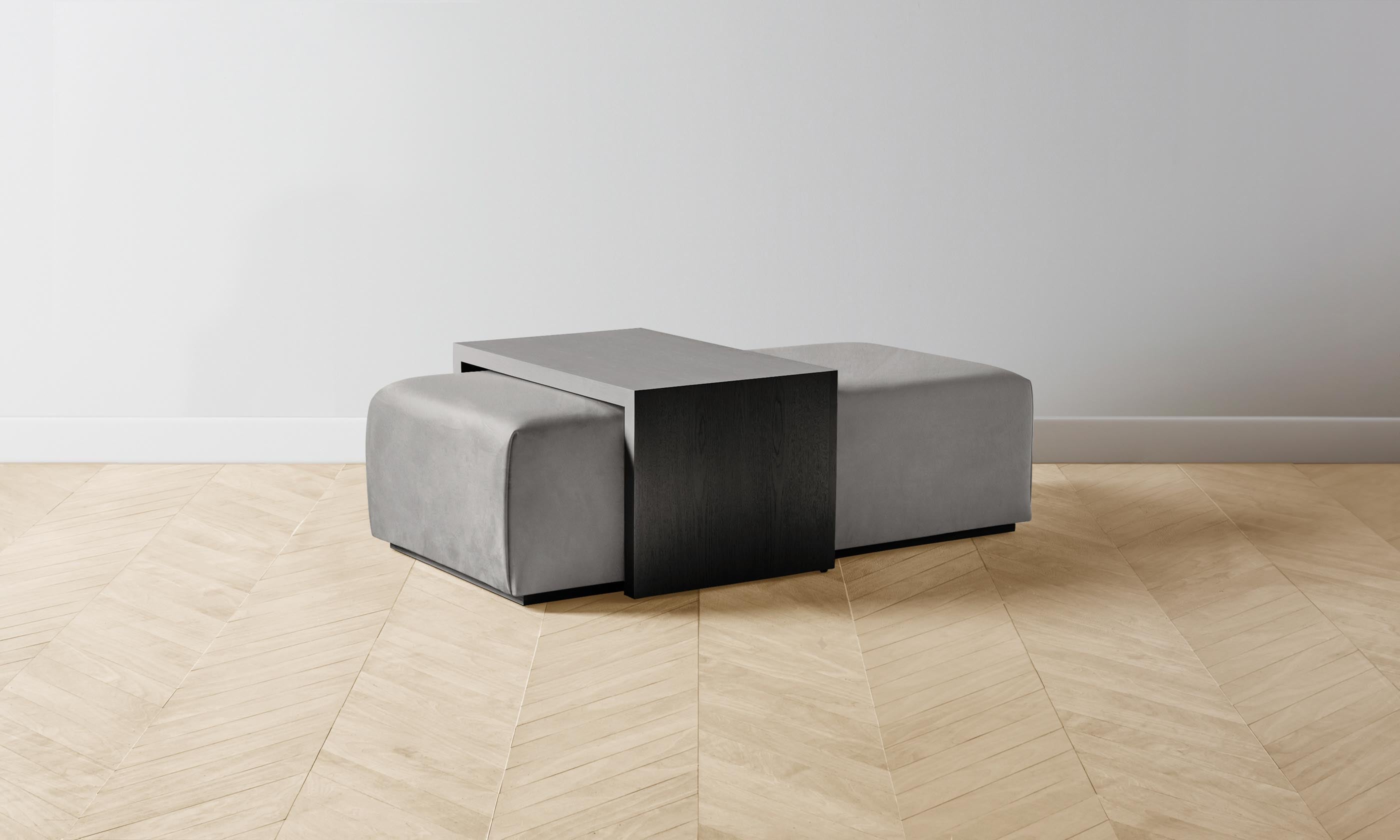 The Bowery Ottoman - Premium Nubuck Leather Footstool in Asphalt Gray | Perfect for Living Room, Bedroom & Home Office Decor