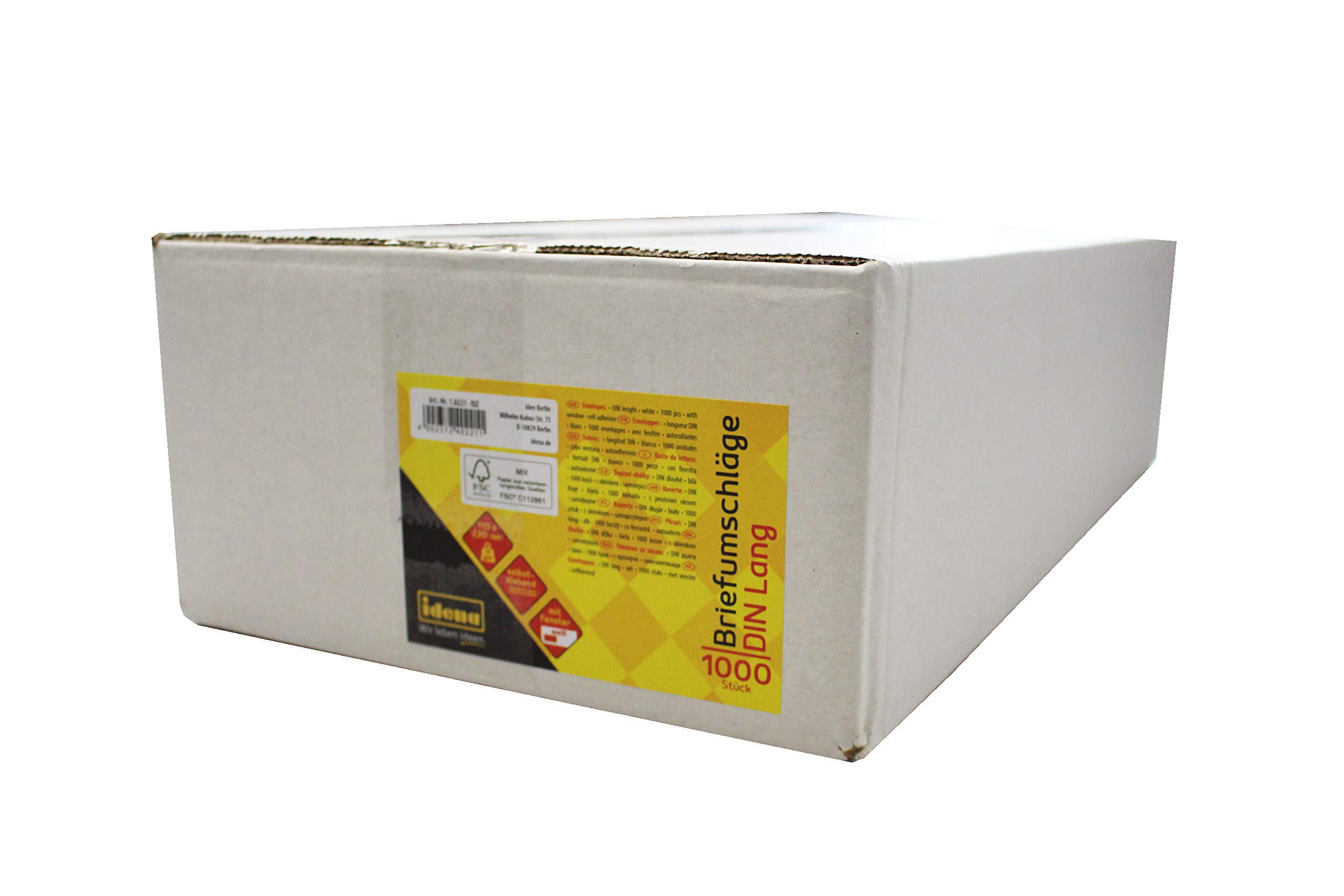 FSC Certified 10221 DIN Long Envelopes - 75 g/m² Self-Adhesive Window Envelopes (Pack of 1000) for Business Mail, Invoices & Office Documents
