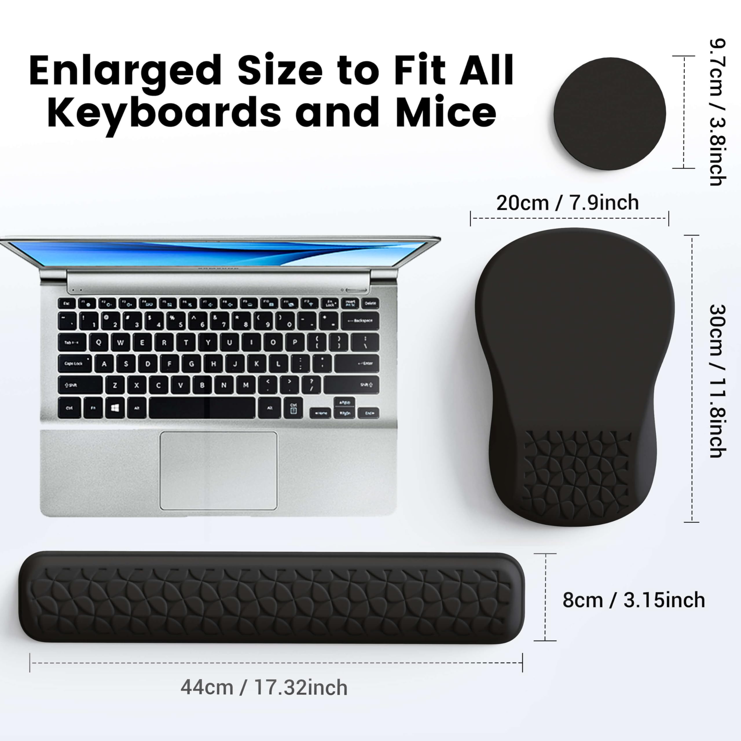 Ergonomic 3-in-1 Mouse Pad & Wrist Rest Set - Memory Foam for Office & Gaming (Black)