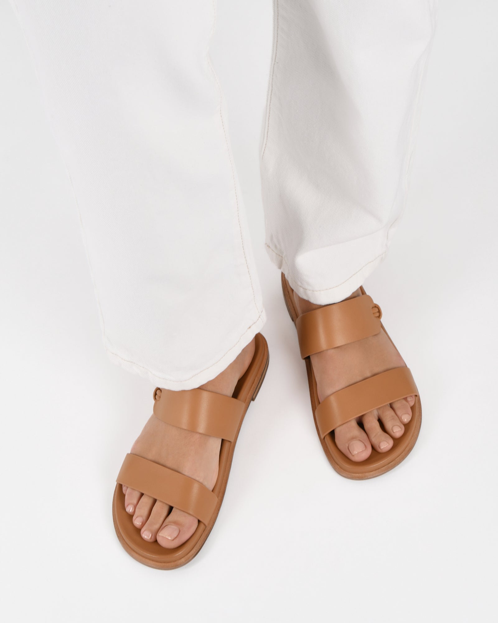 HAYES Flat Sandals for Women - Genuine Leather Toffee Brown - Comfortable Summer Casual Shoes for Beach, Vacation, and Everyday Wear