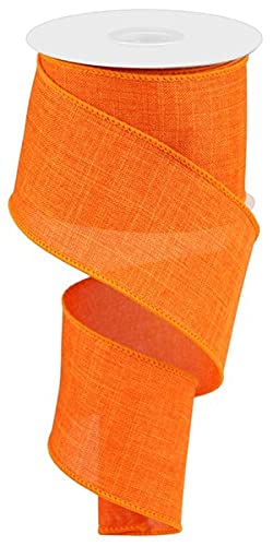 Premium Solid Canvas Wired Edge Ribbon - 10 Yards (Vibrant New Orange, 2.5 Inch Width) - Perfect for Gift Wrapping, Floral Arrangements, Wedding Decor & DIY Crafts