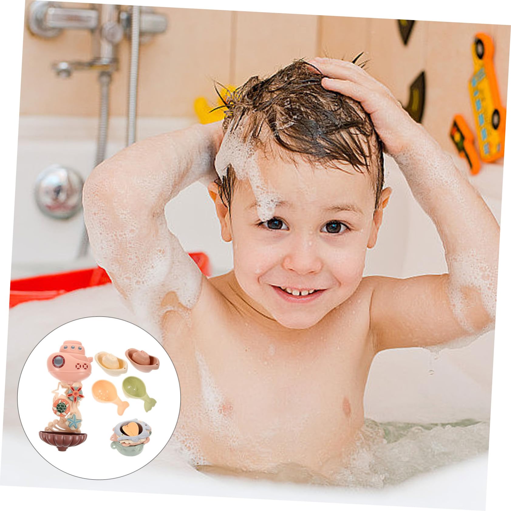 WHAMVOX Cartoon Water Cart Bath Toy Set for Kids - Fun Floating Water Play Toys for Bathtub, Pool & Outdoor Play - Safe ABS Plastic for Toddlers & Babies