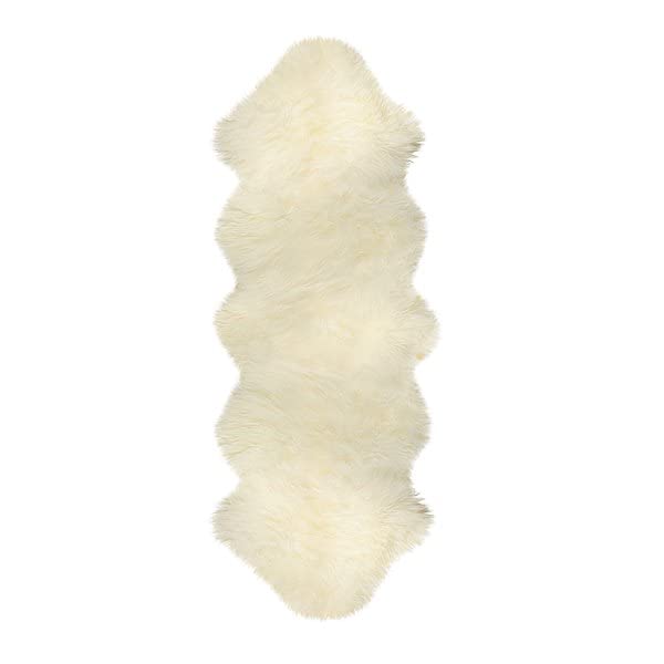 Premium Scandinavian Icelandic Sheepskin Rug (Ivory White) - 2x6.5 FT Genuine Sheepskin - Free Brush Included - Soft Fluffy Area Rug for Living Room, Bedroom, Nursery, Stroller Cover & Pet Bed - Natural Home Decor for Cozy Spaces