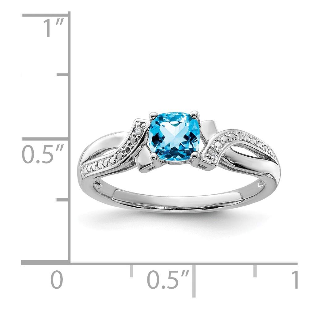 925 Sterling Silver Swiss Blue Topaz & Diamond Ring for Engagement