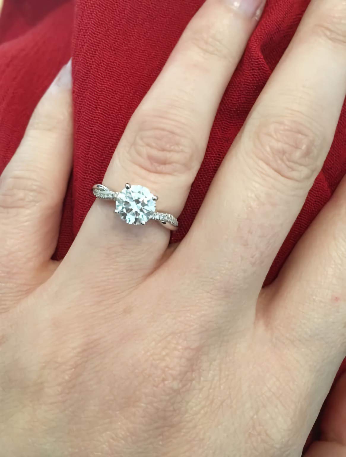 1.16 Carat (CTW) Moissanite Engagement Ring for Women - Platinum Plated Sterling Silver Wedding Band, Promise Ring, Anniversary Gift - Perfect for Proposals, Bridal Jewelry & Special Occasions