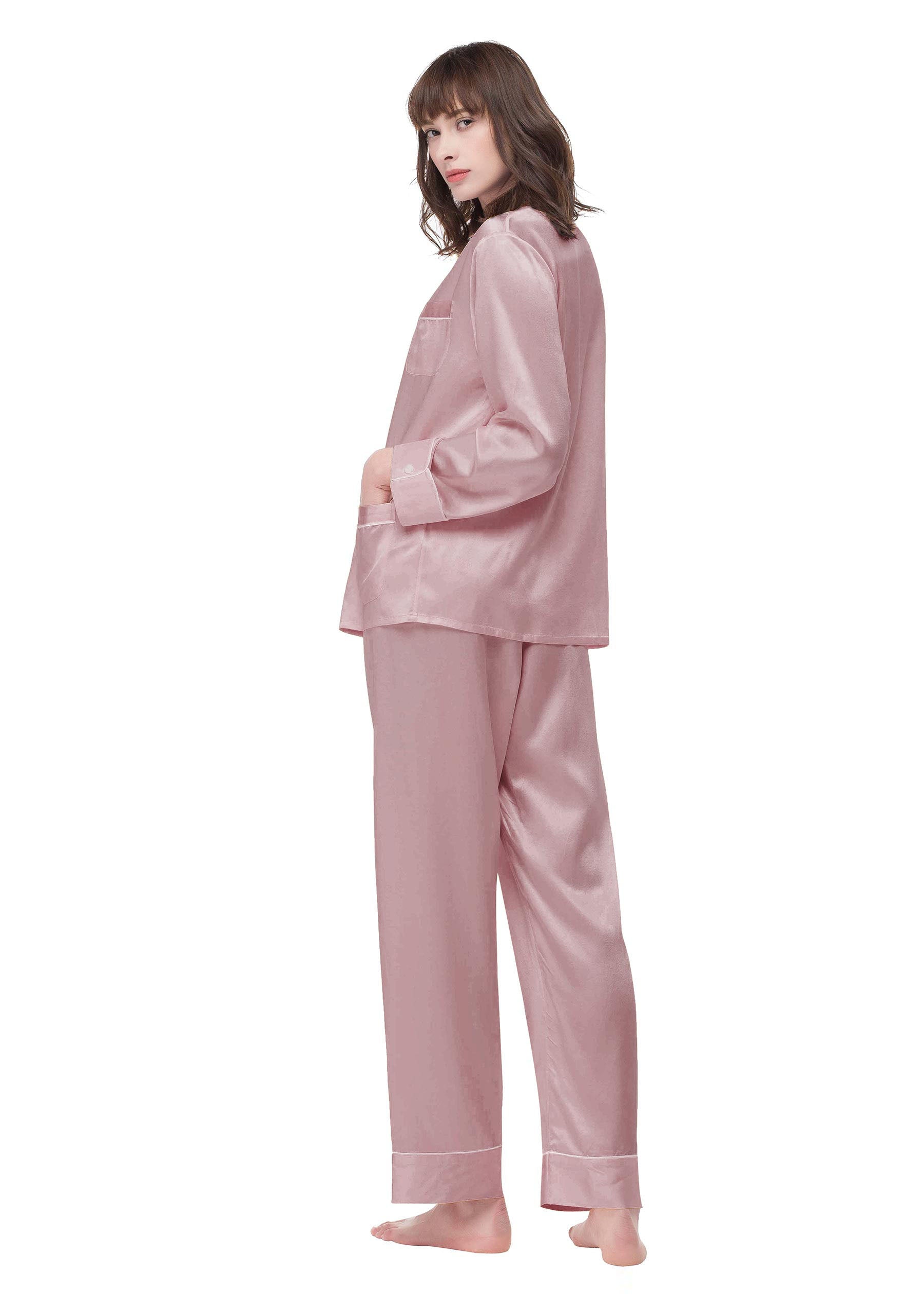 22 Momme Luxury Silk Pajama Set for Women - Soft & Breathable Sleepwear with Chic Trim - Perfect for Nighttime Comfort, Bridal Shower Gifts & Relaxing at Home