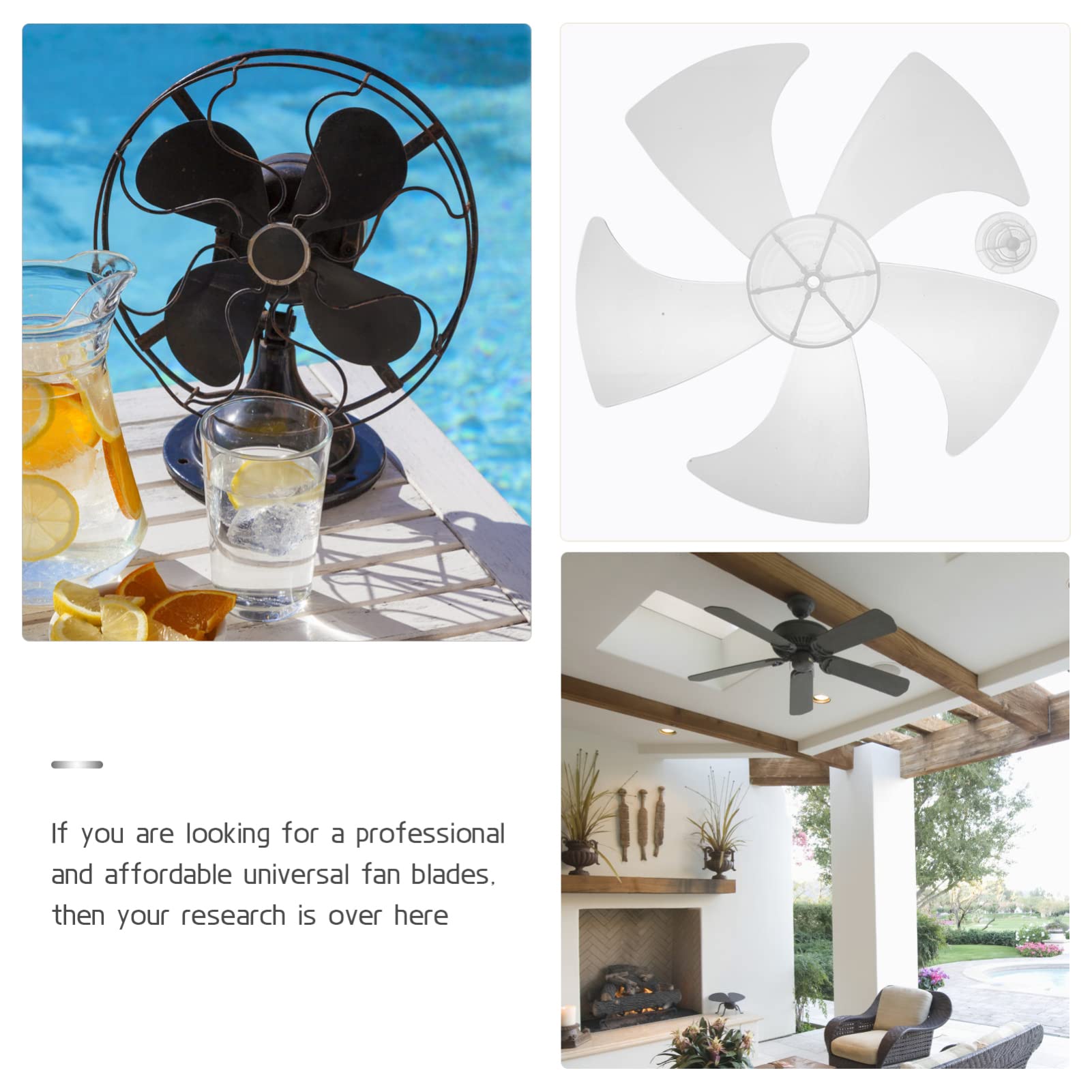 Universal 14 Inch 5-Blade Plastic Fan Replacement - Compatible with Standing Fans, Table Fans & Electric Fans - Durable Cooling Accessory for Home, Office & Outdoor Use
