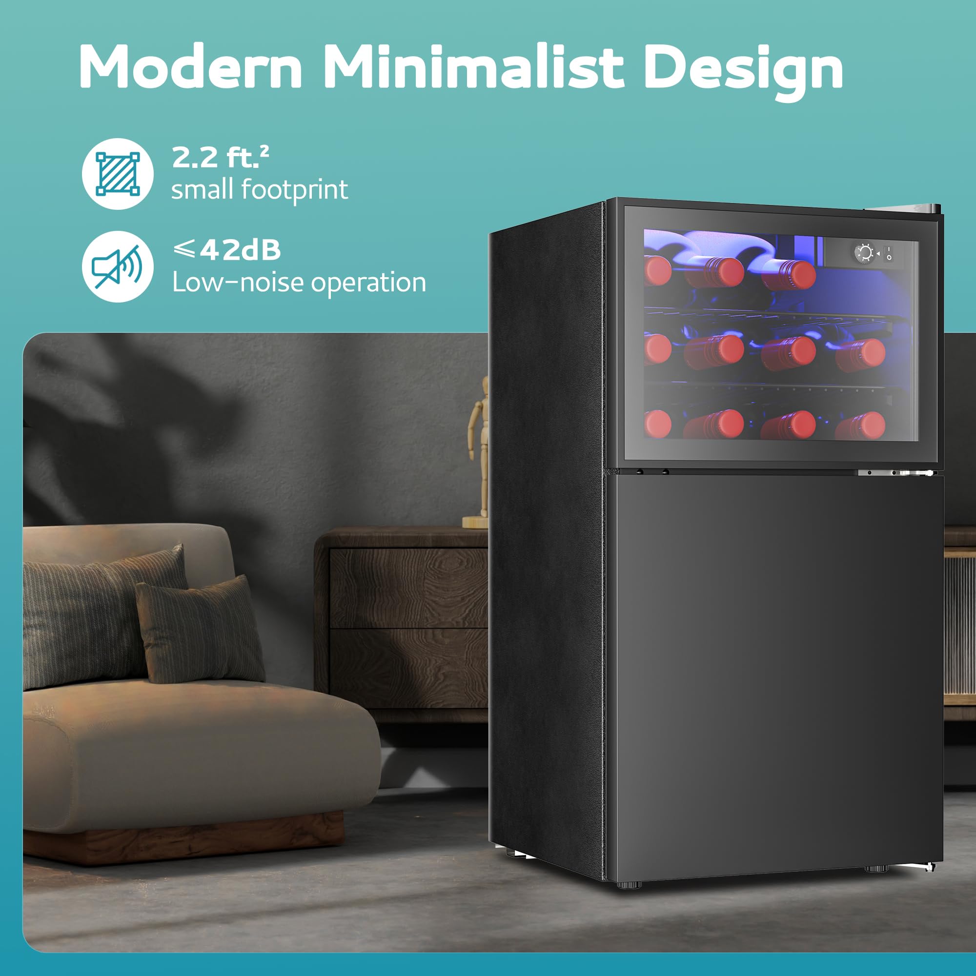EUHOMY 3.2 Cu Ft Double Door Mini Fridge with Freezer - Compact Freestanding Refrigerator with Adjustable Temperature Control, Reversible Door - Perfect for Kitchen, Office, Bar, Dorm, RV - Keep Beverages, Snacks, Wine Fresh