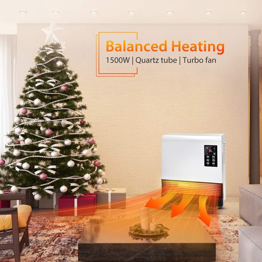 Airchoice 1500W Electric Space Heater - Wall Mounted or Stand Use with Timer & 3 Heating Modes | Energy Efficient Infrared Heater for Bedroom, Bathroom & Office | Perfect for Winter Warmth & Small Room Heating