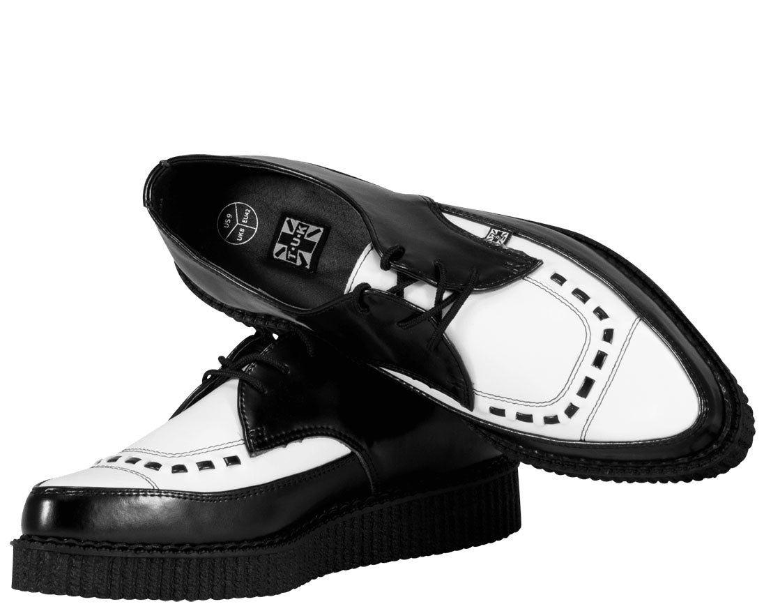 T.U.K Black & White Pointed Creeper Shoes - Punk Rock Style for Men & Women | Perfect for Concerts, Nightclubs & Alternative Fashion