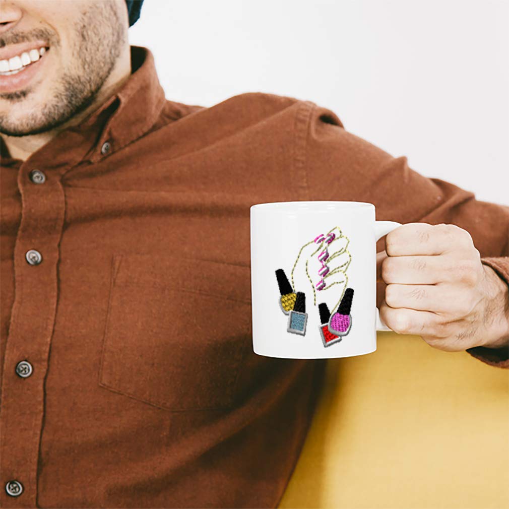 Funny Ceramic Coffee Mug - 11oz White Tea Cup for Manicure & Nail Polish Lovers - Perfect for Office, Home & Beauty Salon Use