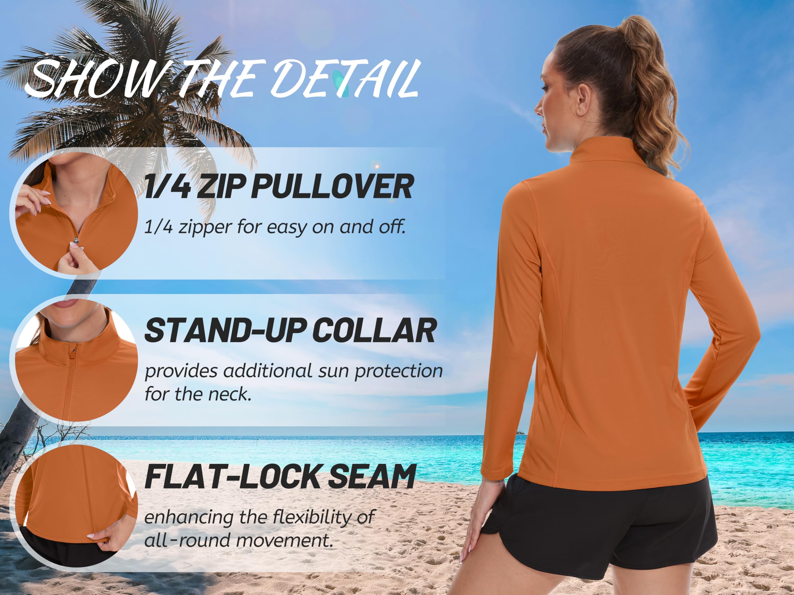 TACVASEN Women's UPF 50+ UV Protection Quarter Zip Pullover - Long Sleeve Golf Shirt & Workout Top for Outdoor Activities, Hiking & Travel