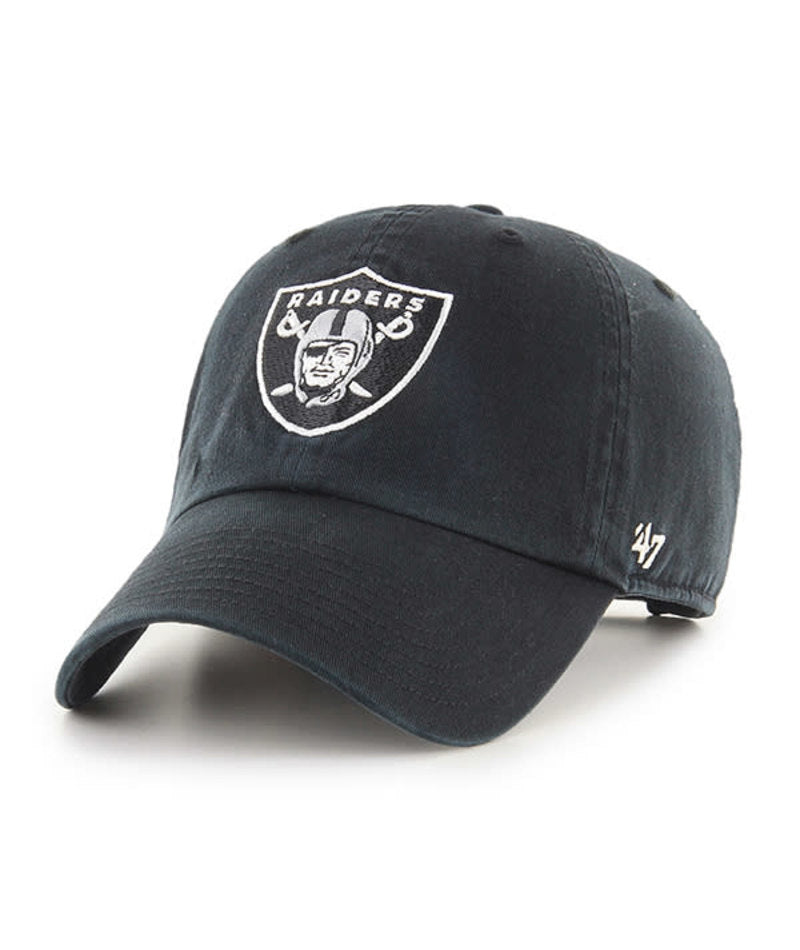 47 Brand Las Vegas Raiders Cleanup Adjustable Hat - Black | Official NFL Snapback Cap for Men & Women | Perfect for Game Day, Tailgating & Sports Fans