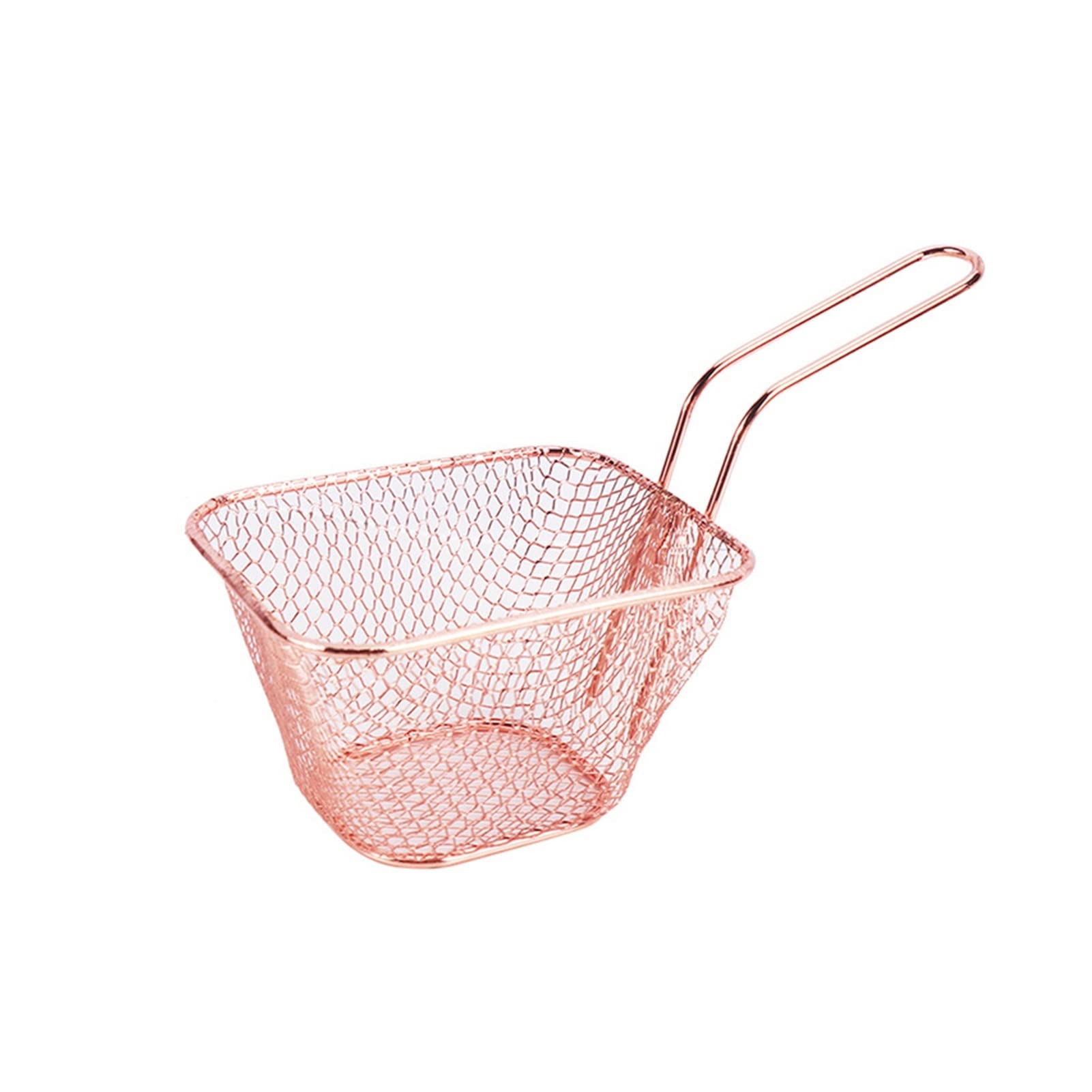 Stainless Steel French Fry Basket - Rose Gold Deep Fryer Basket for Potato Chips, Onion Rings & More - Small Size Kitchen Cooking Tool for Restaurants, Food Trucks & Home Use
