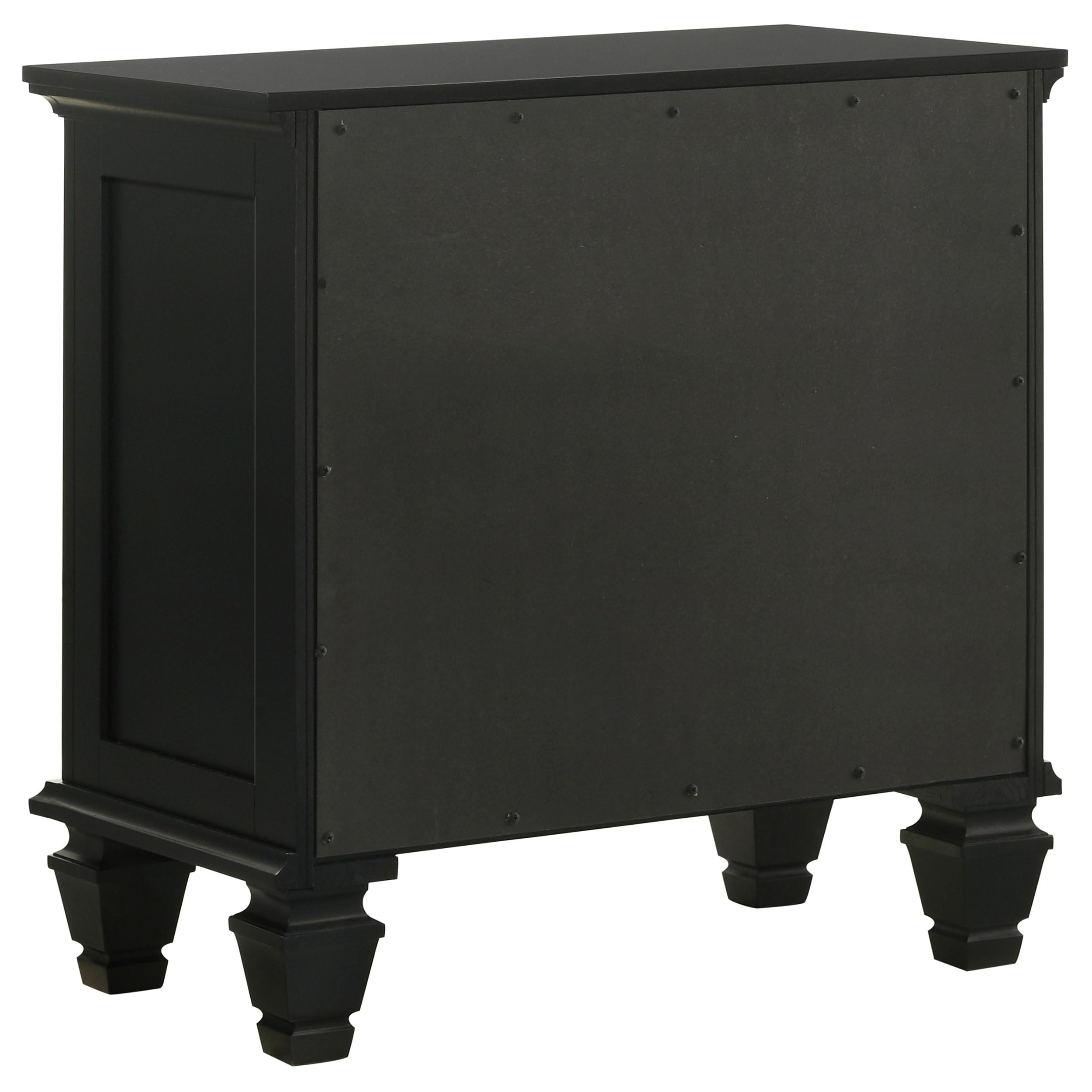 Coastal Wood 3-Drawer Nightstand - Sandy Beach Style Bedside Table with Storage Organizer for Bedroom - Black (201322) | Perfect for Beach House Decor & Guest Room Furniture