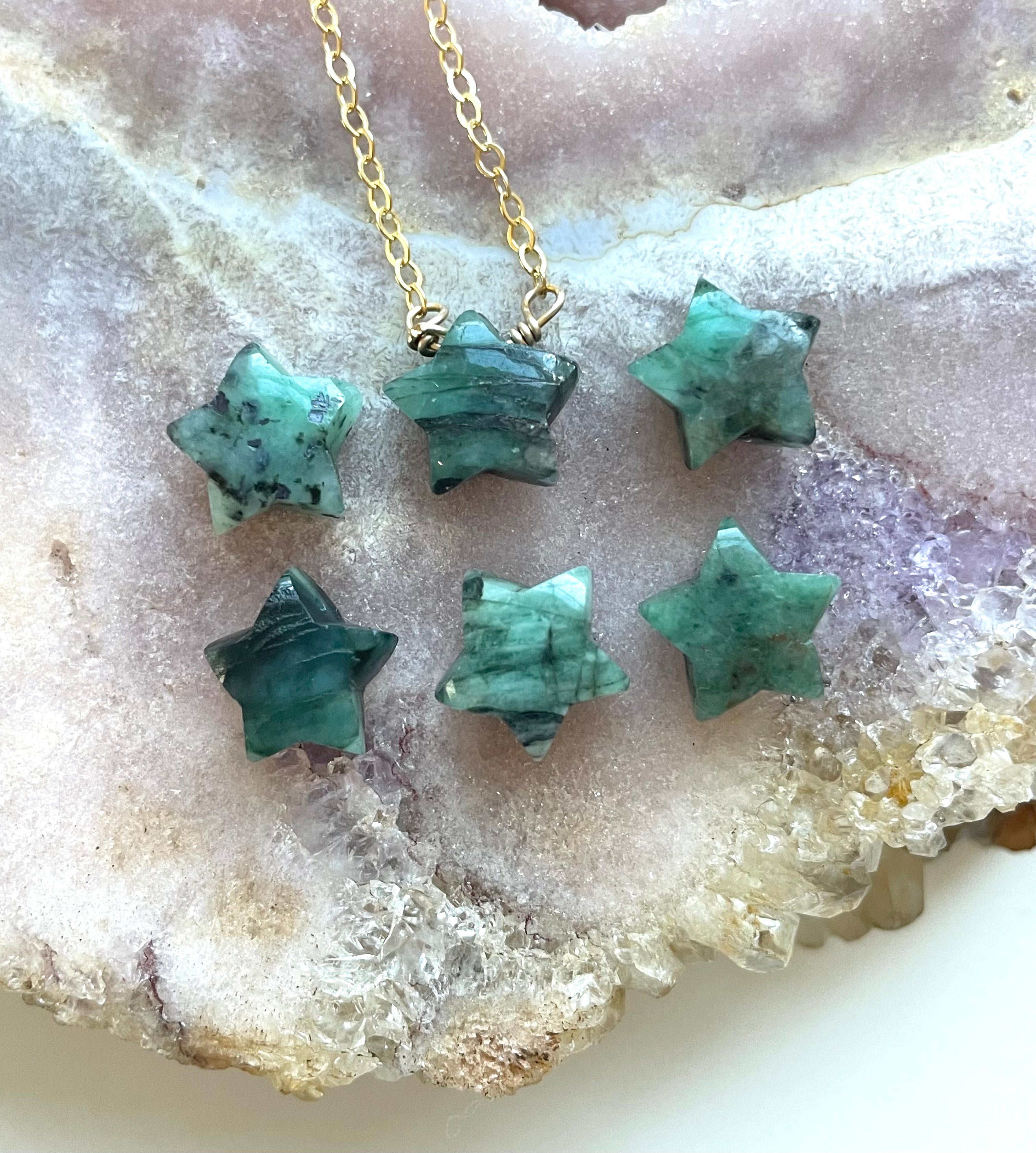 Emerald Star Pendant Necklace - 14K Gold Plated Elegant Jewelry for Women - Perfect Gift for Birthday, Anniversary & Valentine's Day - Ideal for Parties, Weddings & Special Occasions