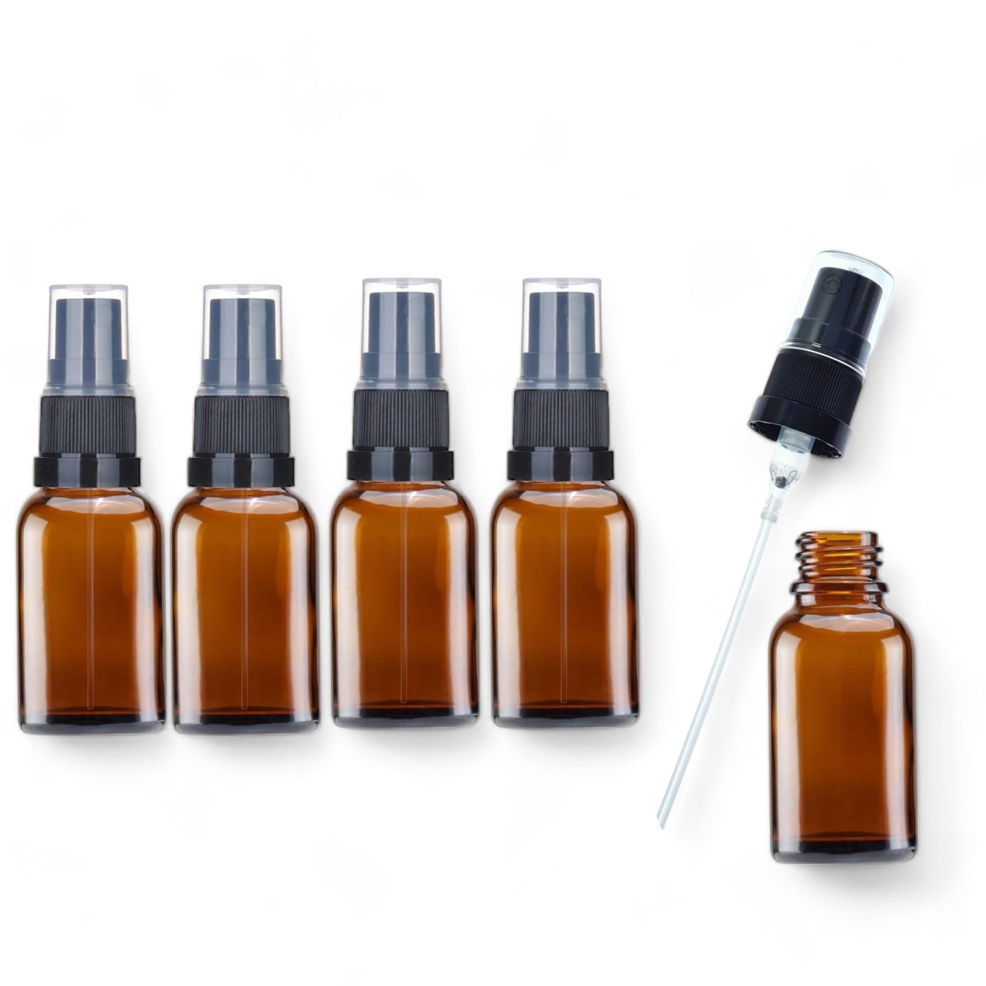 15ml Amber Glass Spray Bottles (5-Pack) - Essential Oil Diffuser, DIY Perfume & Skincare - Perfect for Aromatherapy, Hair Mist, Face Toner & Home Cleaning - Refillable Fine Mist Sprayer for Beauty & Travel Use