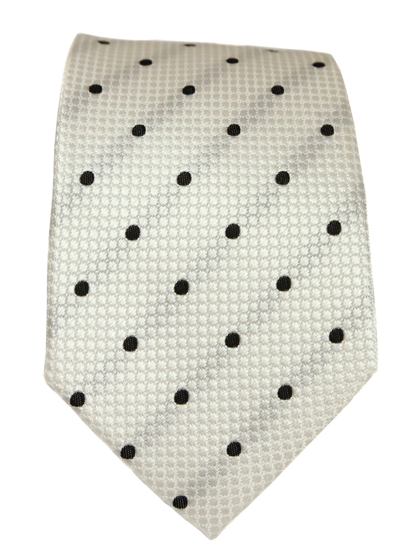 DÉCLIC Classic Spot Tie - White & Black | Stylish Men's Necktie for Business, Weddings & Formal Events