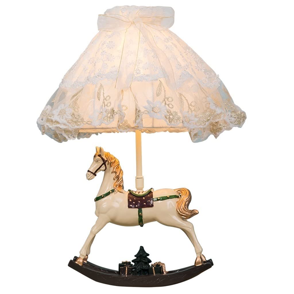 Modern Nightstand Lamp - Eye Protection Bedside Table Lamp for Kids Room, Study, Living Room & Hotel Decor with Lace Fabric Shade | Perfect for Reading, Working & Bedroom Ambiance Lighting