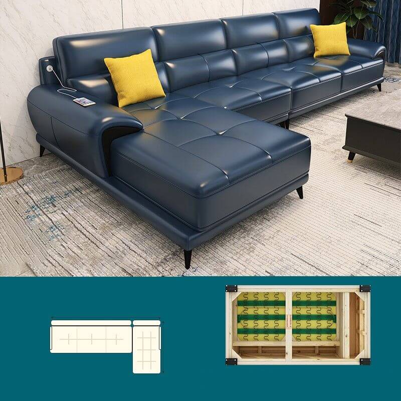 Mid Century Modern Modular Sofa with Leather Cushions - 3-Piece Sectional Sofa Set for Living Room, Lounge & Entertainment Spaces - Comfortable Contemporary Furniture for Home Decor