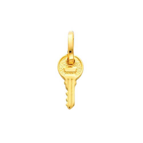 14K Yellow Gold Key Pendant Necklace with 0.9mm Cable Chain - Elegant Jewelry Gift for Women, Perfect for Birthday, Anniversary & Special Occasions