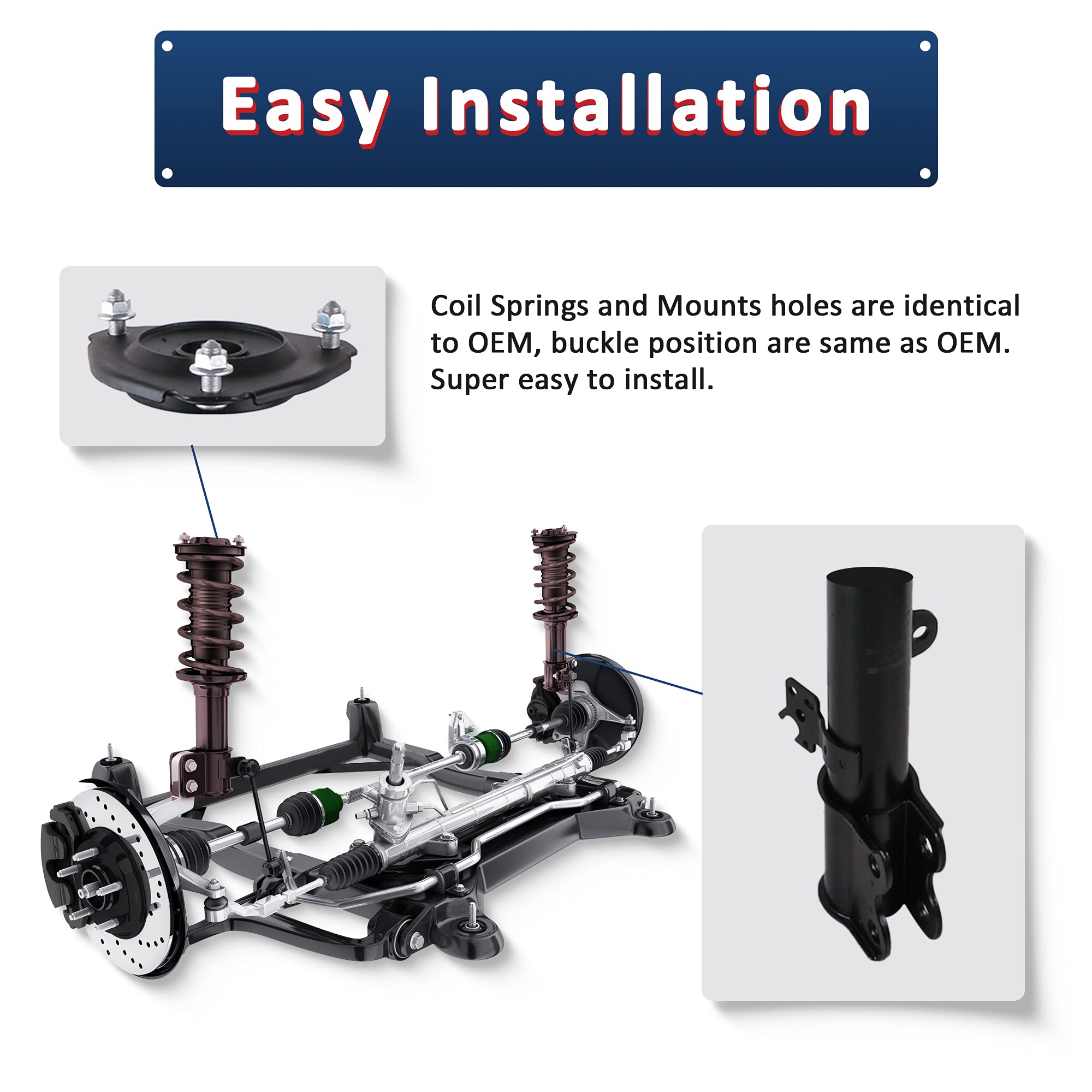 MOSTPLUS Front Right Side Strut Shock Coil Spring Assembly 271130 - Compatible with 2011-2014 Chrysler 200 & Dodge Avenger (Pair for Both Front Sides) - Smooth Ride & Improved Handling for City Driving & Highway Commutes