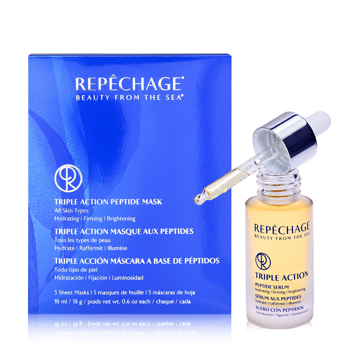 Triple Action Peptide Serum & Mask Set - Anti-Aging Skincare Duo for Wrinkles & Firming | Perfect Father's Day Gift for Men's Skincare Routine
