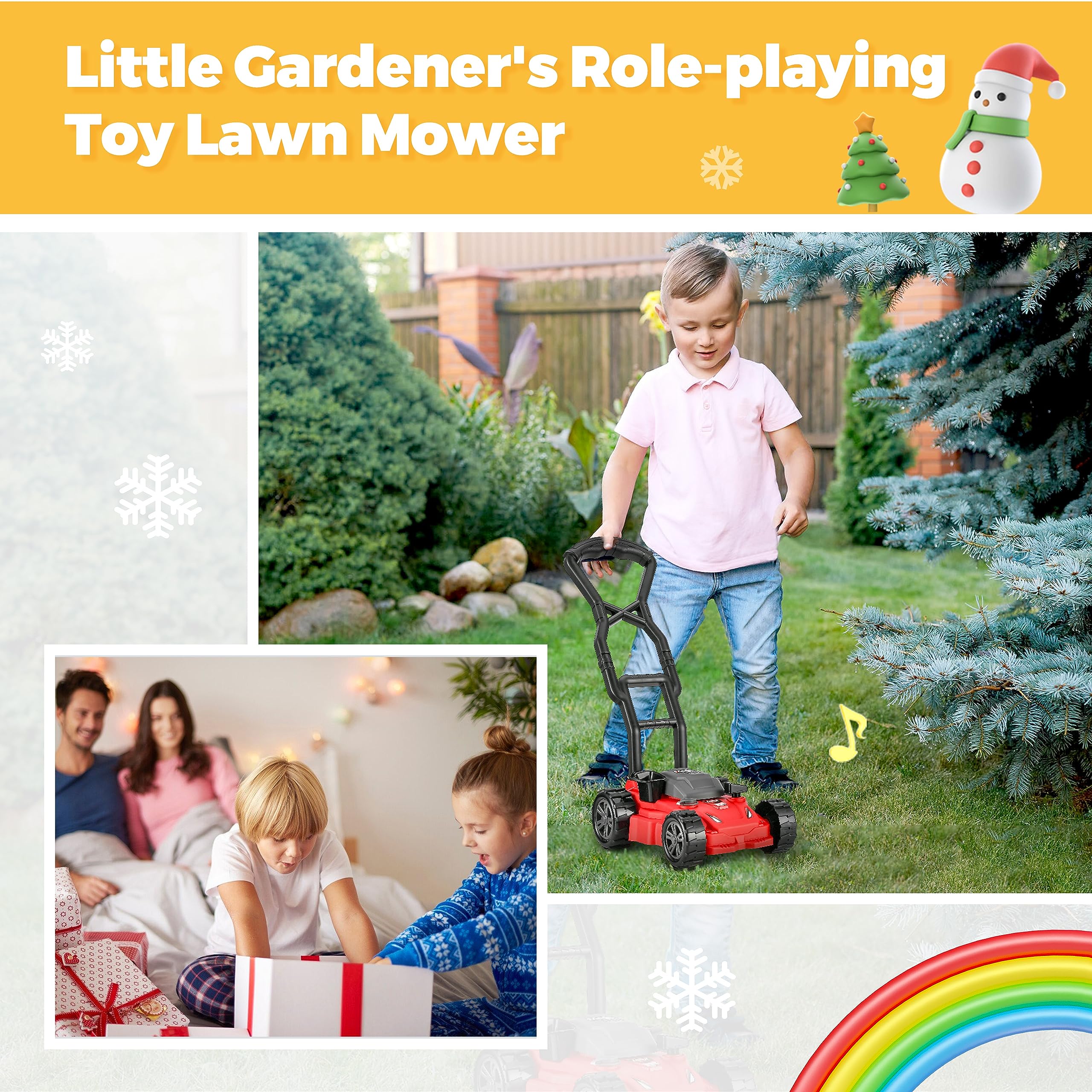 Toy Choi's Kids Pretend Play Lawn Mower - Outdoor Push Toy for Boys & Girls Ages 3-8 | Preschool Gardening Toy Set with Realistic Sounds | Developmental Push Toy for Toddlers | Perfect for Backyard Play, Role-Playing & Early Childhood Learning