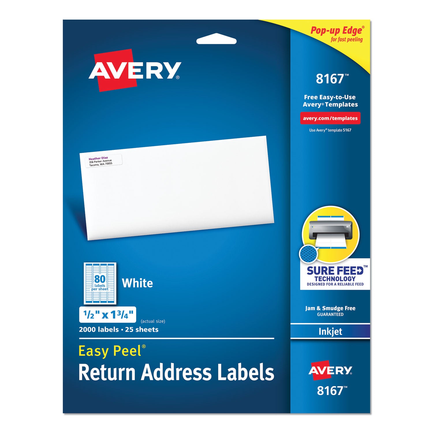 Avery® Easy Peel White Address Labels for Inkjet Printers - 0.5