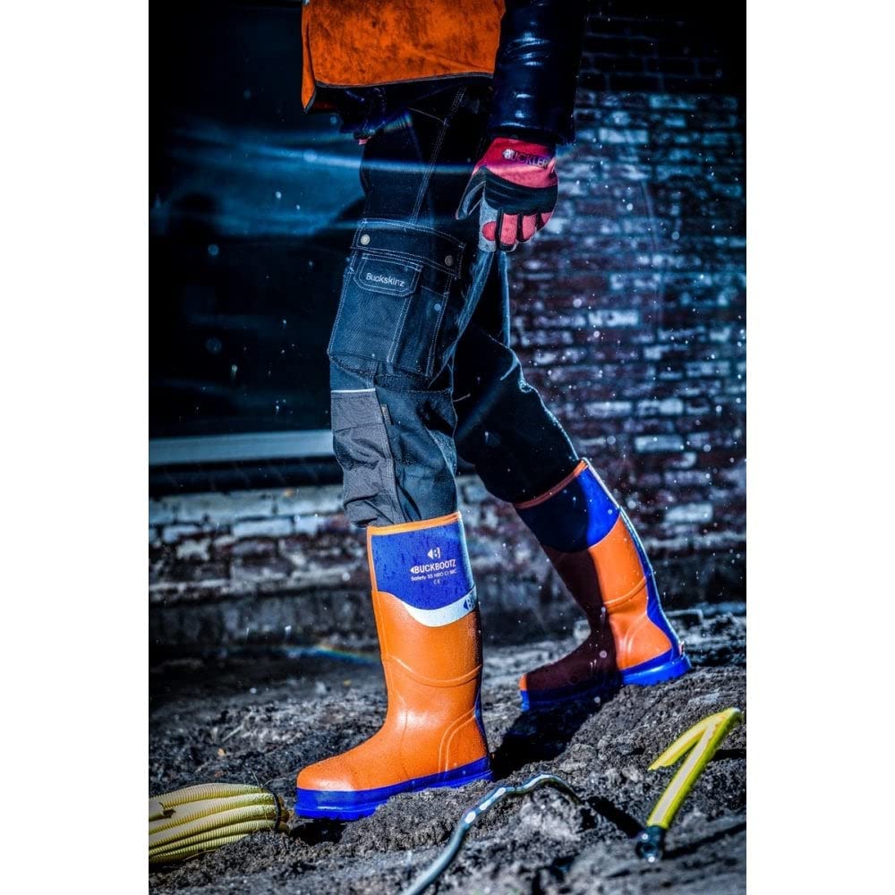 Buckbootz BBZ6000BK Black Safety Wellington Boots - Waterproof, Slip-Resistant Work Boots for Construction, Farming & Outdoor Use