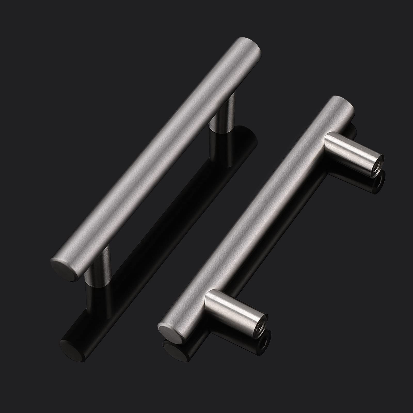 Probrico 12 Pack Brushed Nickel Cabinet Pulls - 3-3/4 Inch Hole to Hole, Round Bar Kitchen Cabinet Handles - Stainless Steel Cabinet Hardware for Kitchen & Bathroom - 6 Inch Overall Length - Perfect for Modern Cabinets, Drawers, and Furniture Upgrades