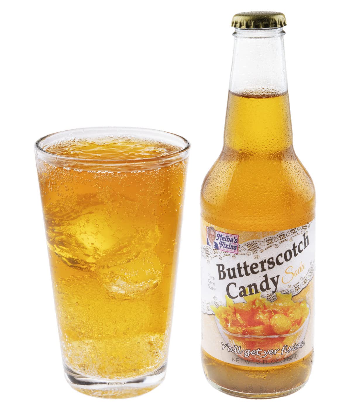 Rocket Fizz Butterscotch Candy Soda - Classic Creamy Butterscotch Flavored Soda Pop | Perfect for Parties, Gifts & Nostalgic Treats | 12oz Glass Bottle (Pack of 6)