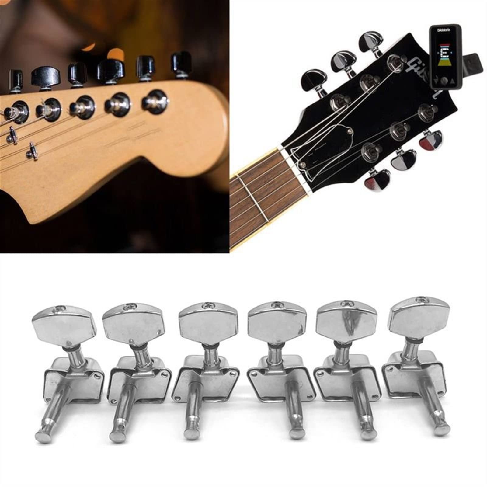 6-Piece Acoustic Guitar Machine Head Tuners - Left & Right Handed Guitar Tuning Pegs for Folk & Classical Guitars - Premium Replacement Tuners for Smooth String Tuning | Perfect for Guitar Maintenance & DIY Repairs