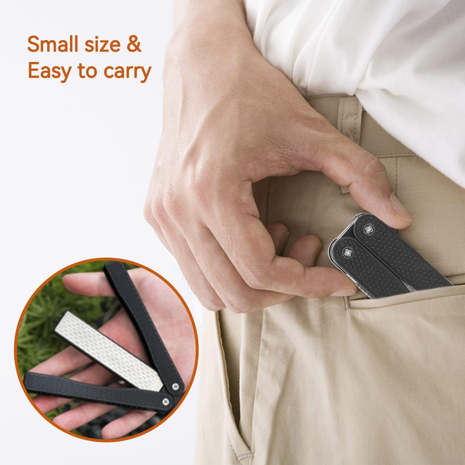 400/600 Grit Folding Diamond Knife Sharpener - Portable for Camping & Kitchen